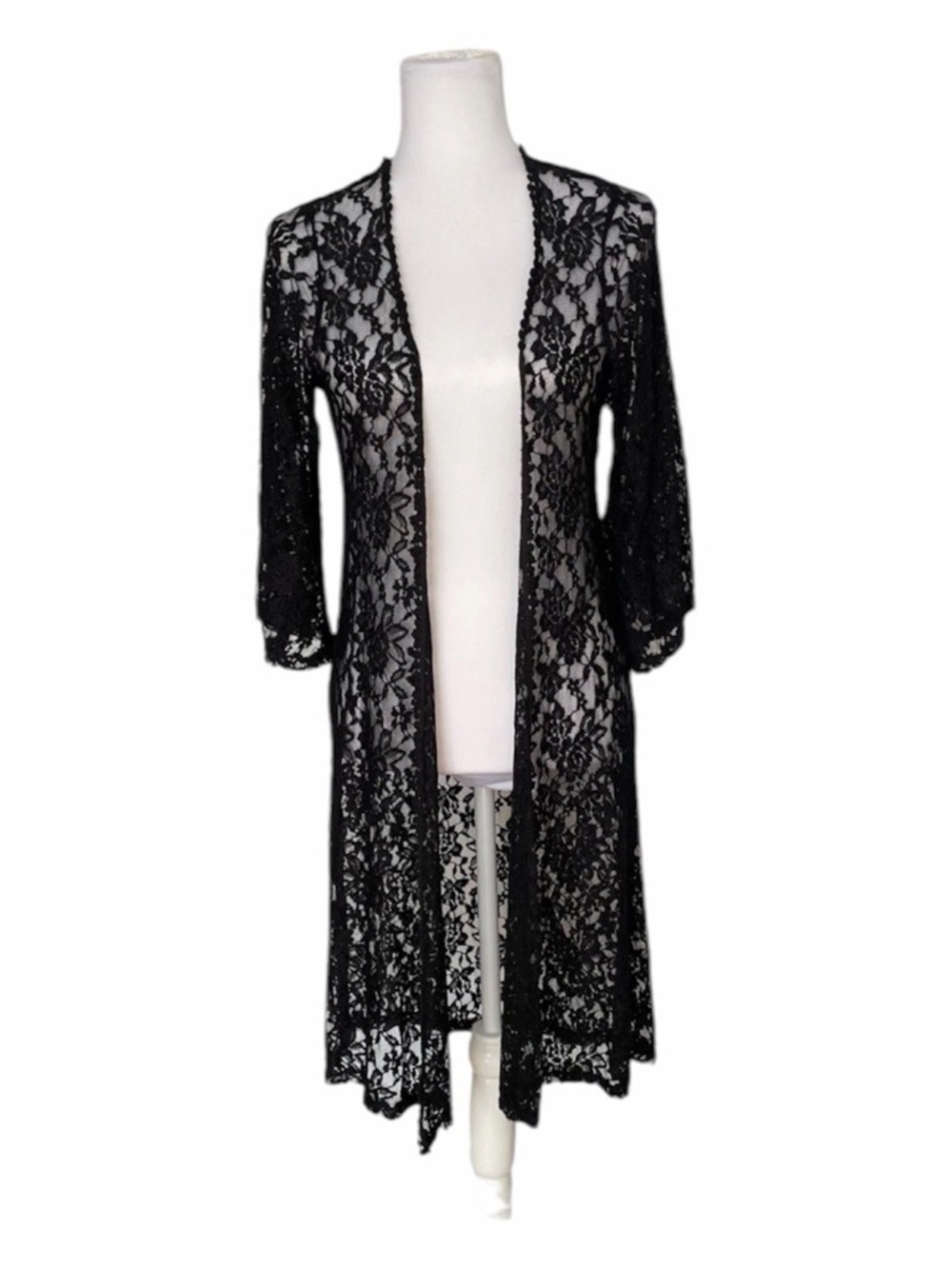 Mauve Black Lace Maxi Cardigan NWT Open Front Size Small Kimono Cover Up